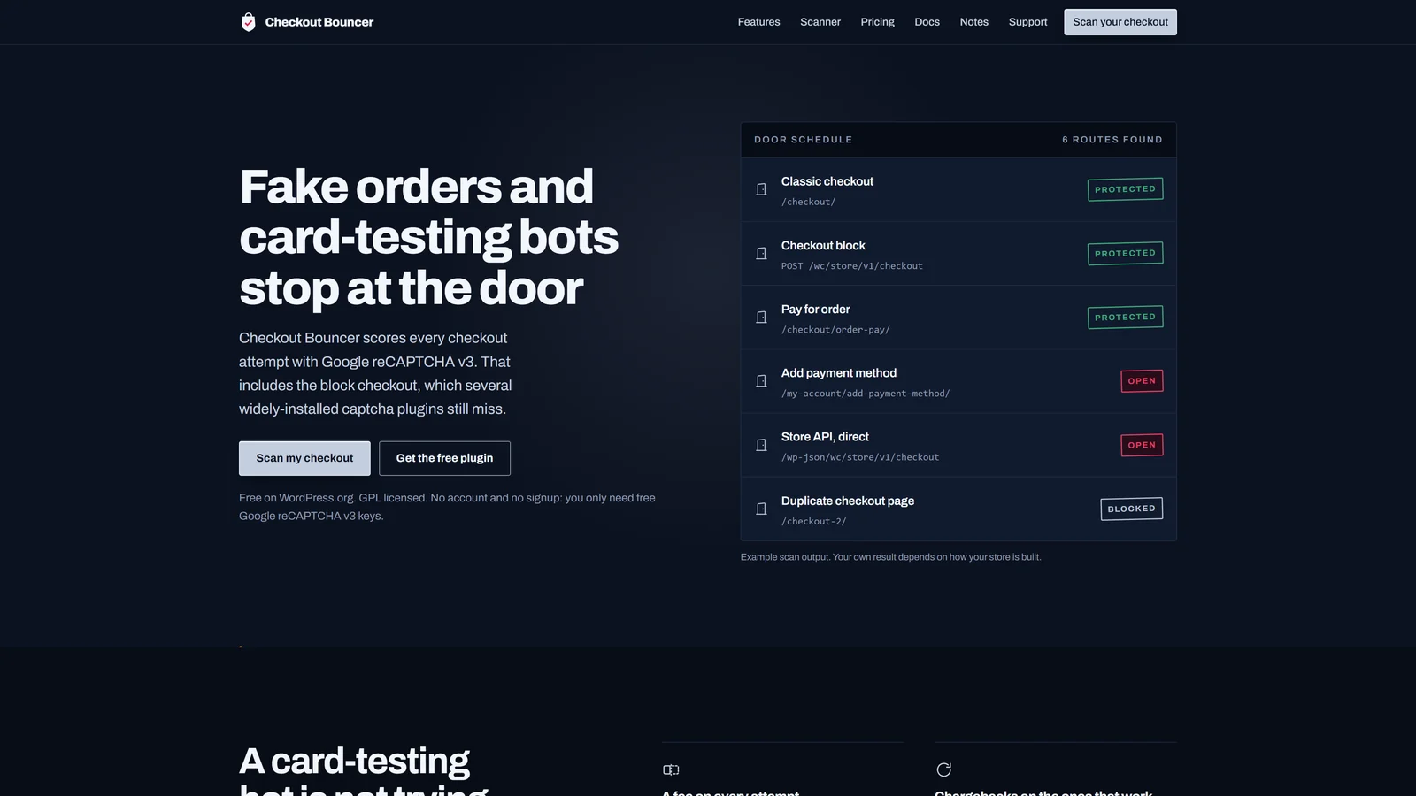 Checkout Bouncer product site, Home page.