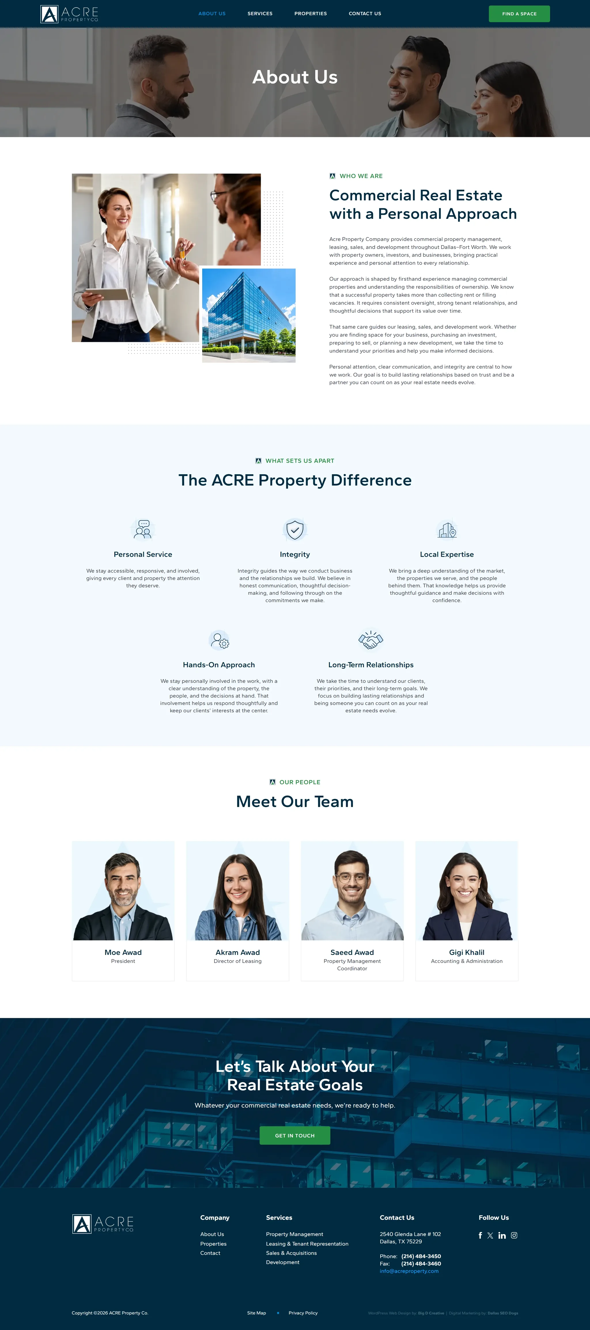 ACRE Property Co. website, About Us page