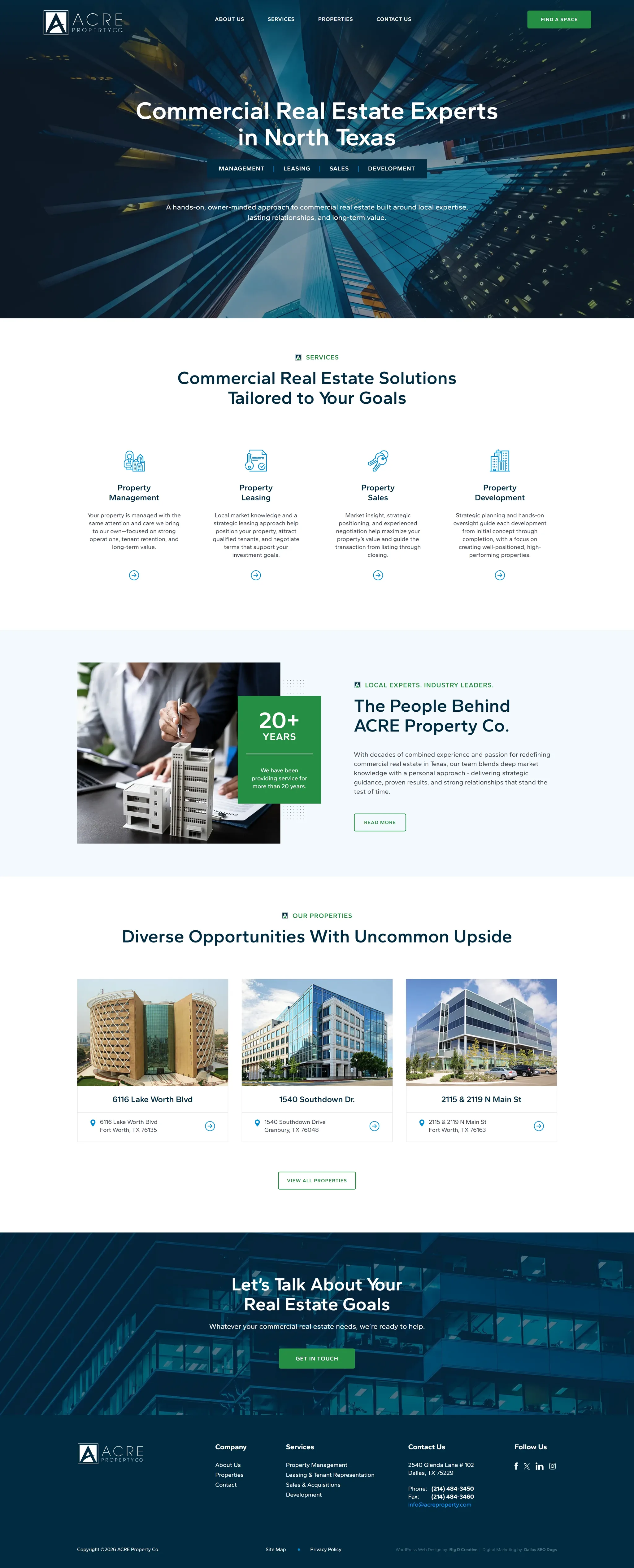 ACRE Property Co. website, Home page