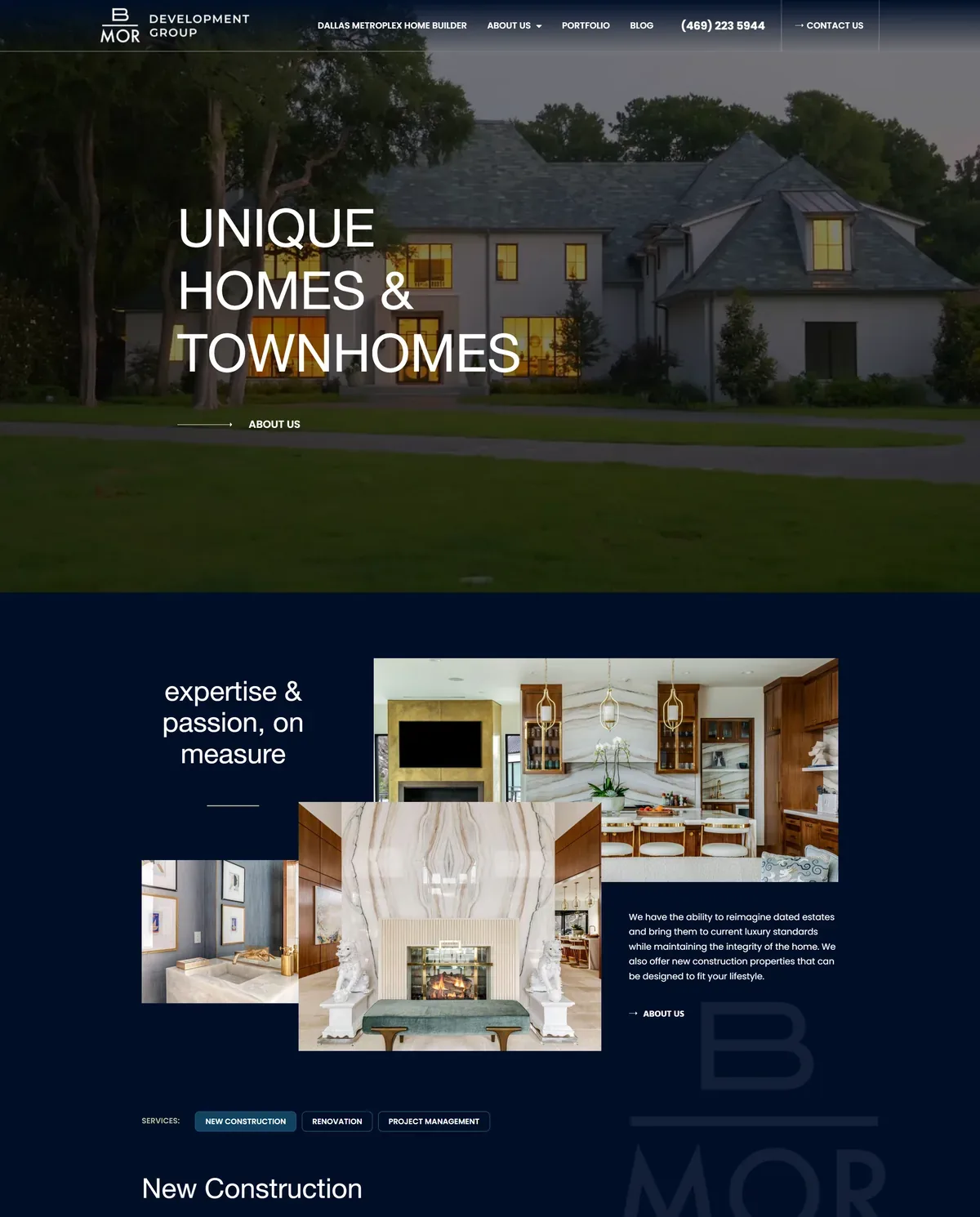 BMOR Development Group home page with a house image
