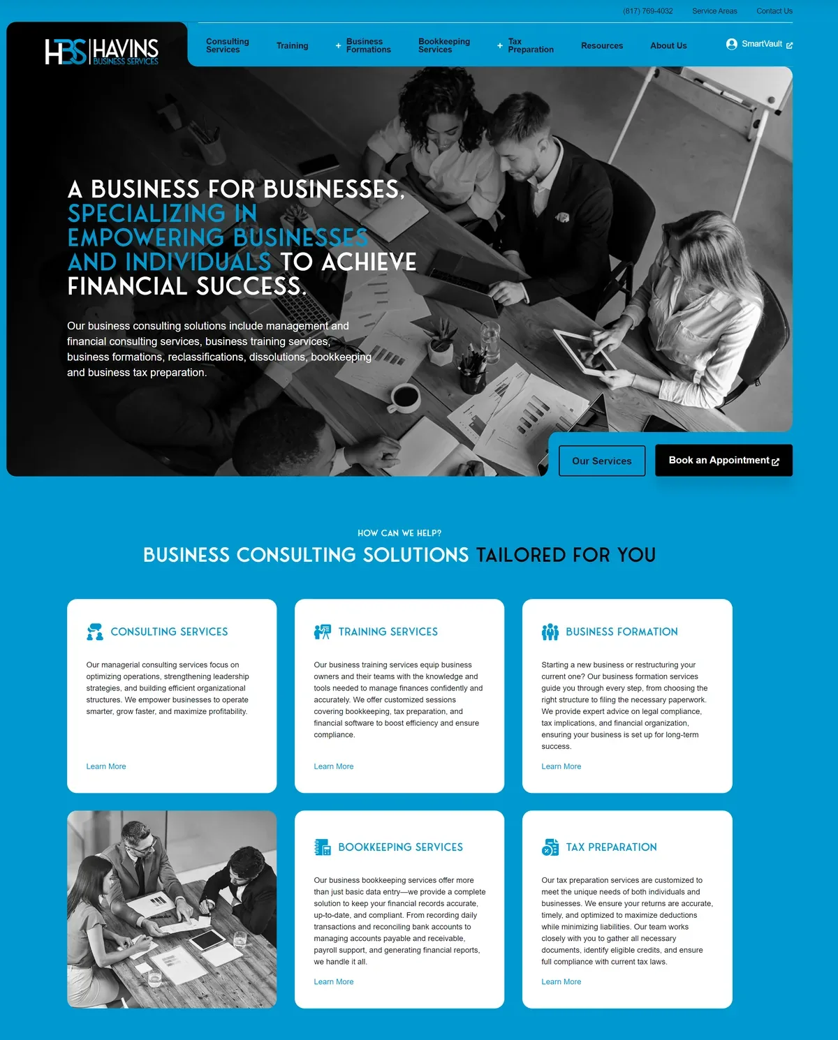 Business Consulting, Bookkeeping and Tax Preparation Firm Website: 15 Location Pages on One Template