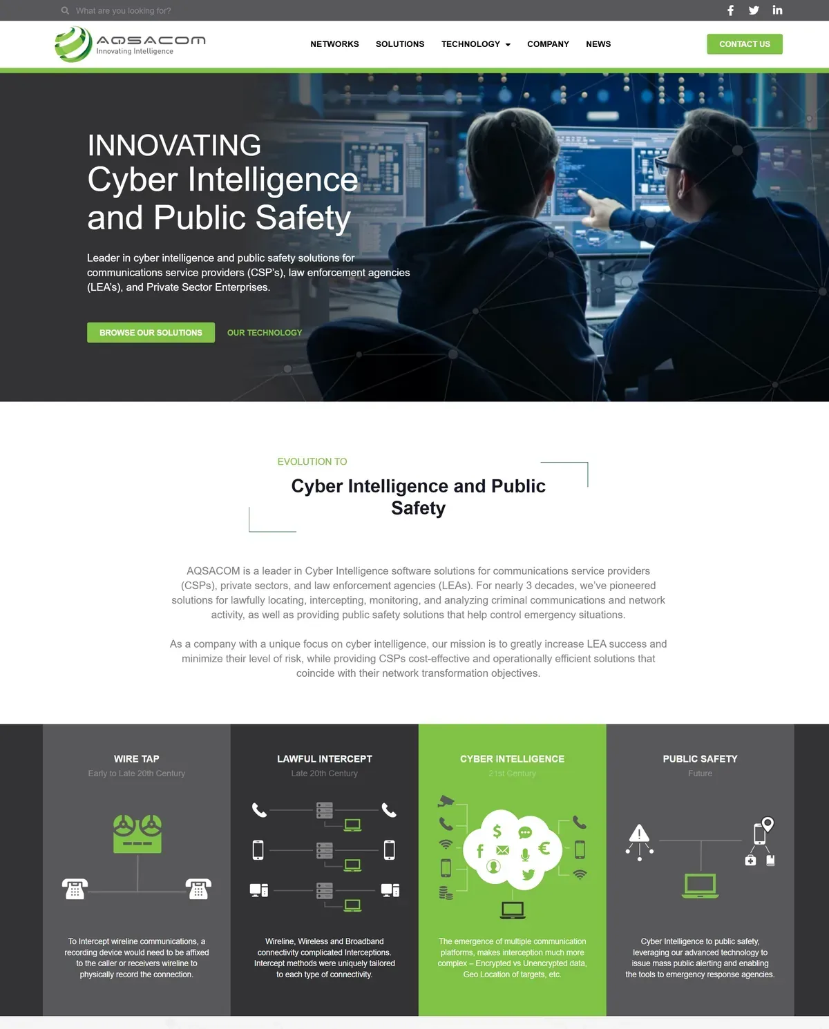 Lawful Interception and Cyber Intelligence Software Company: Horizontal Scrolling Company Timeline
