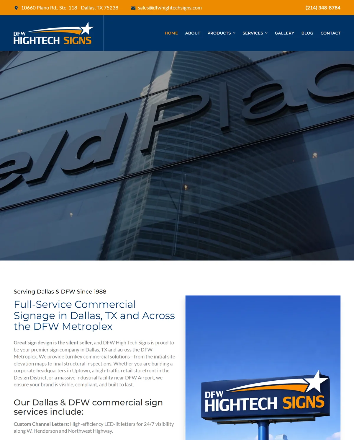 DFW Hightech Signs website home page