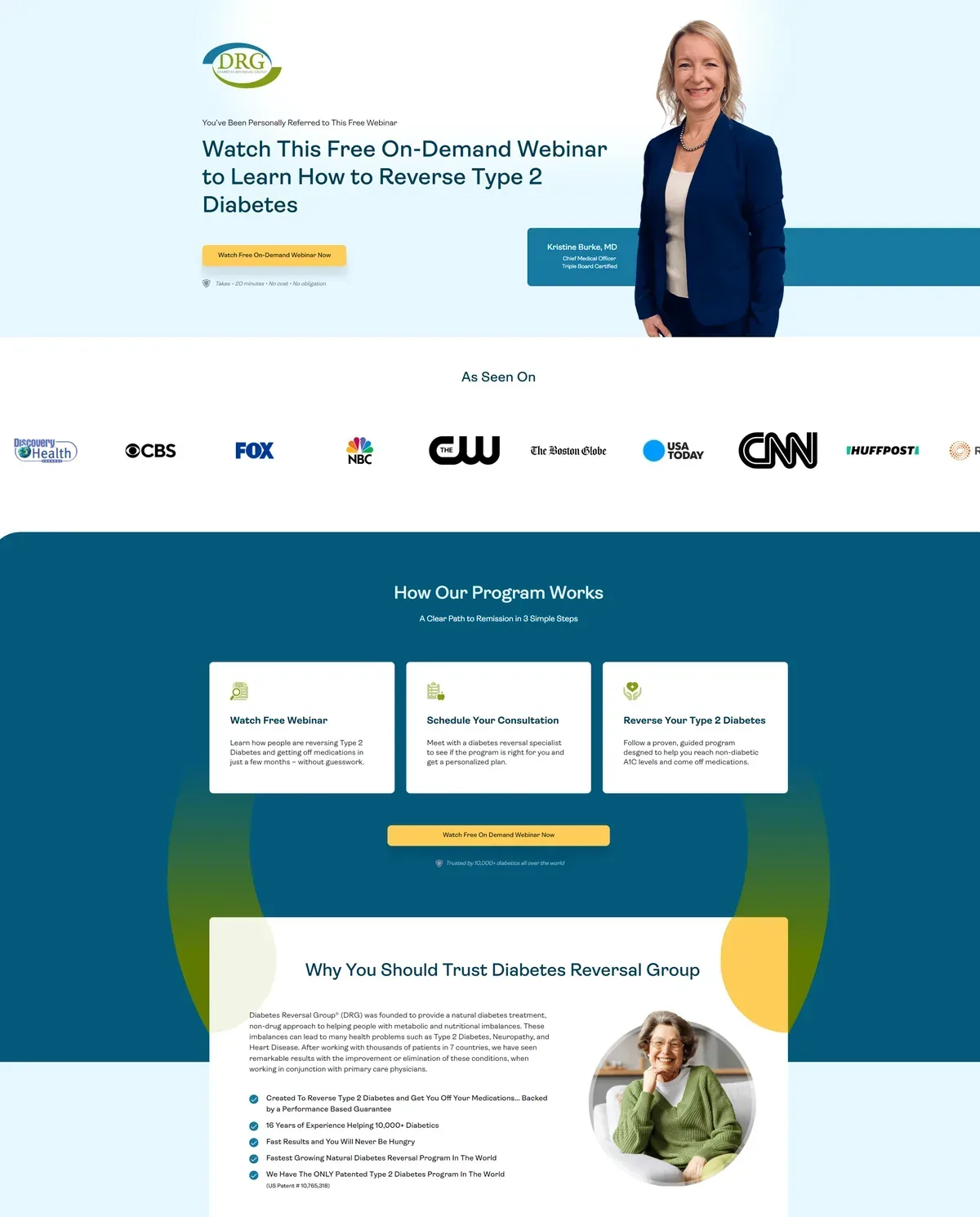 Type 2 Diabetes Program Webinar Landing Pages: Salesforce Form Integration with Referral Tracking
