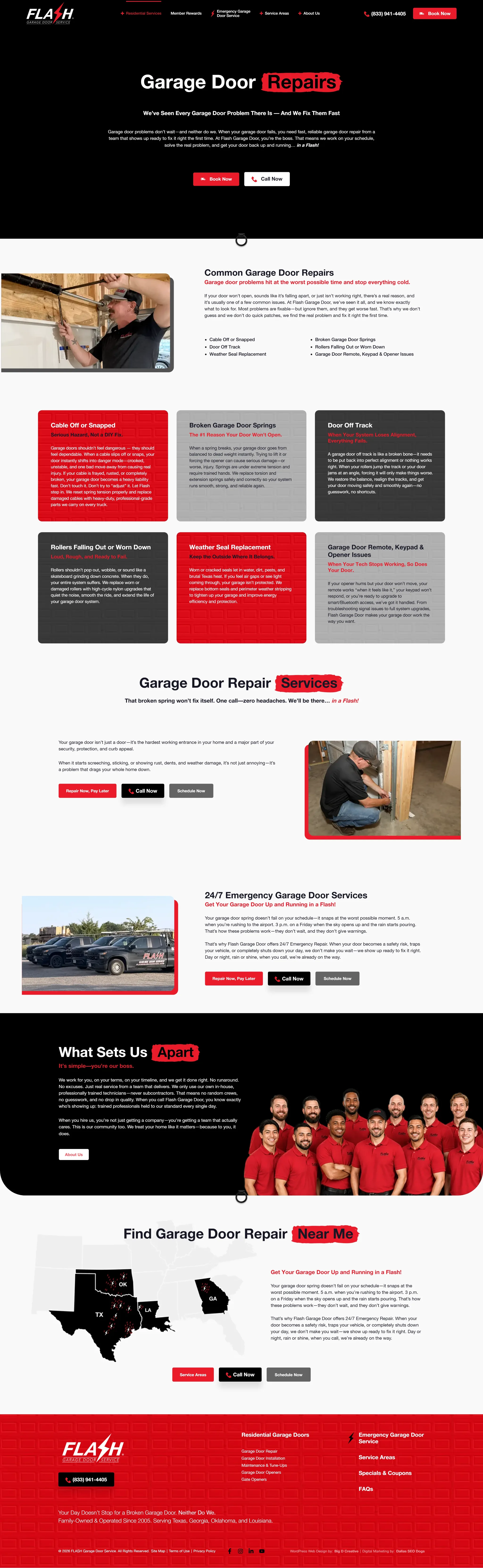 Flash Garage Door website, Garage Door Repair page