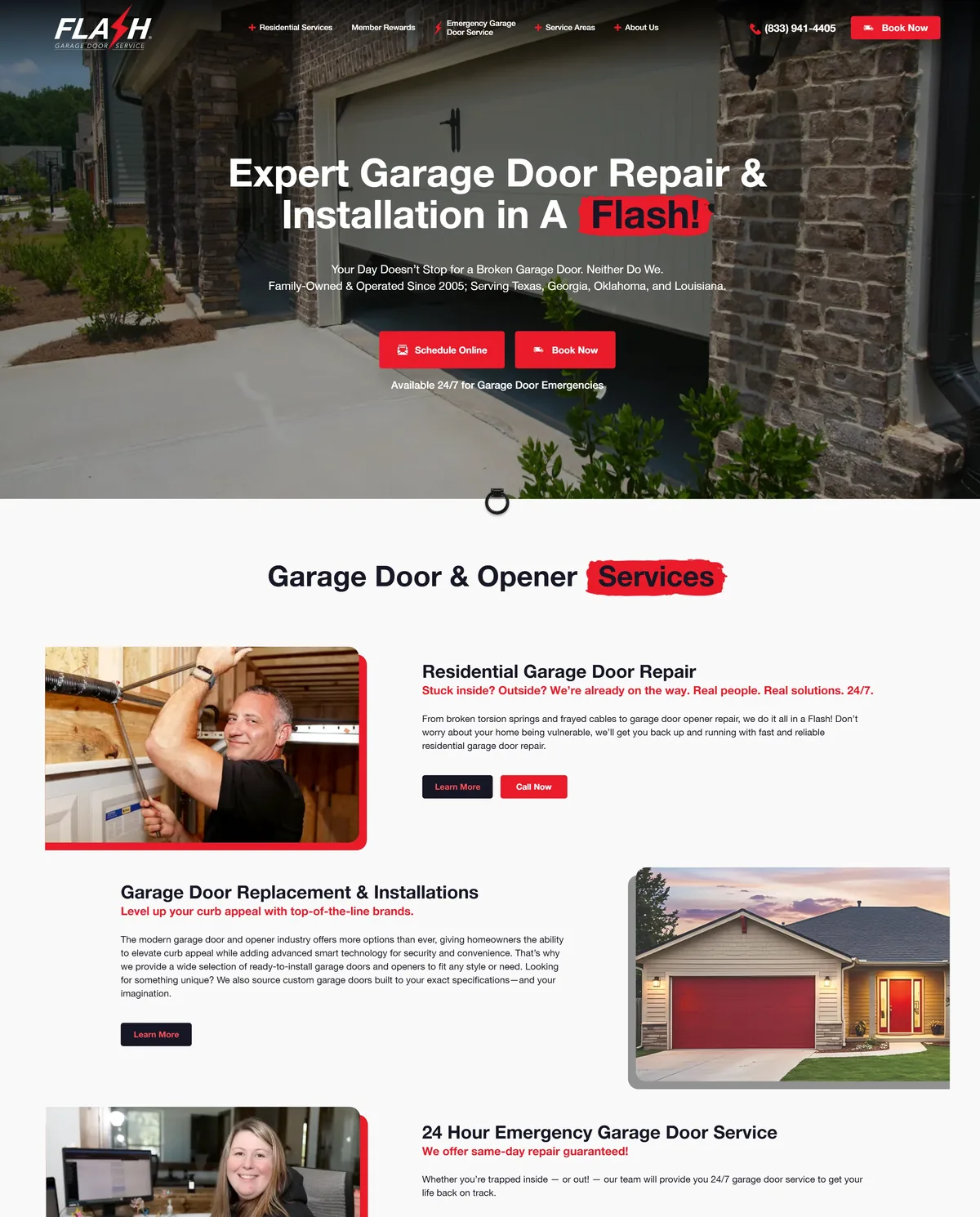 Flash Garage Door website home page