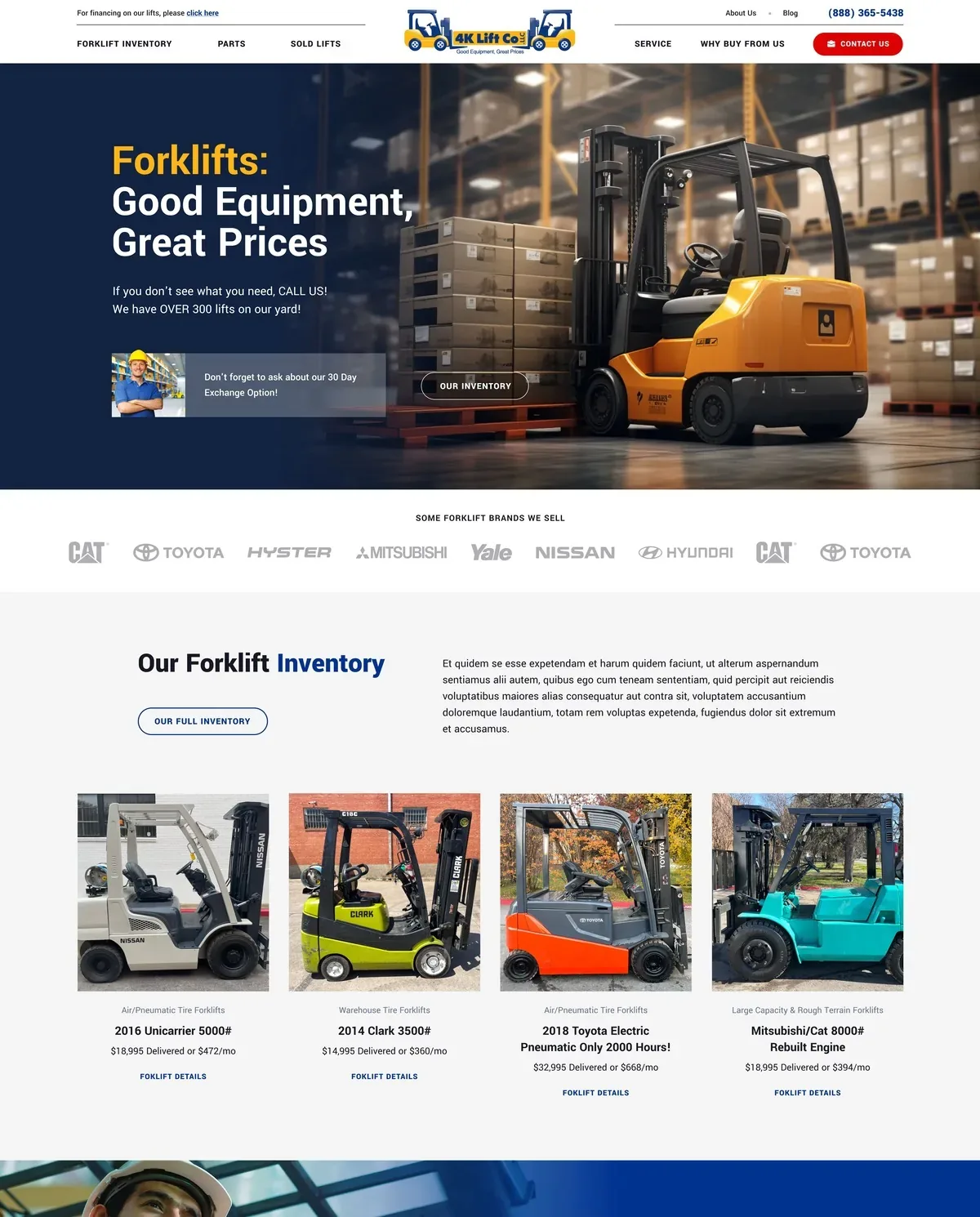 Used Forklift Dealer Website: Live Inventory with Delivered Prices