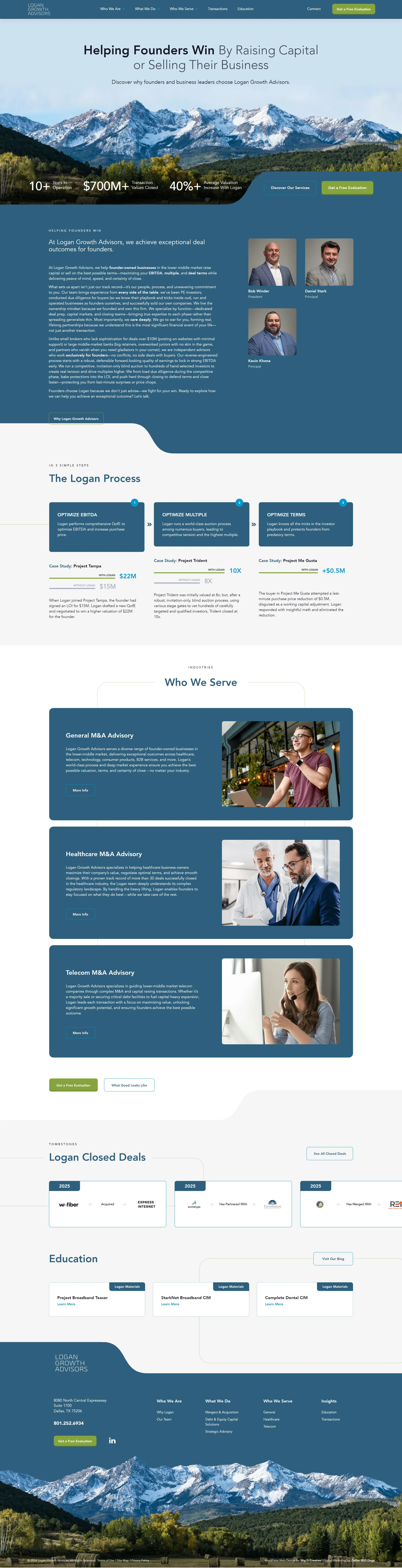 Logan Growth Advisors website, Home page
