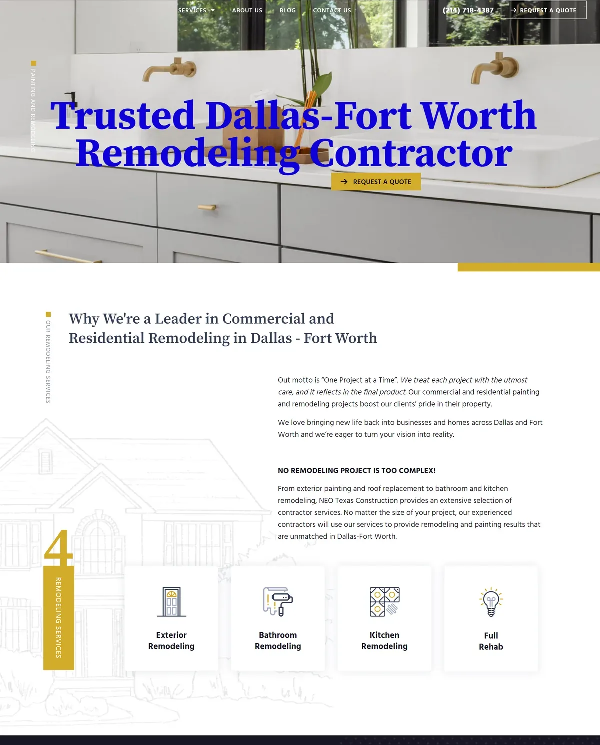 NEO Texas Construction home page