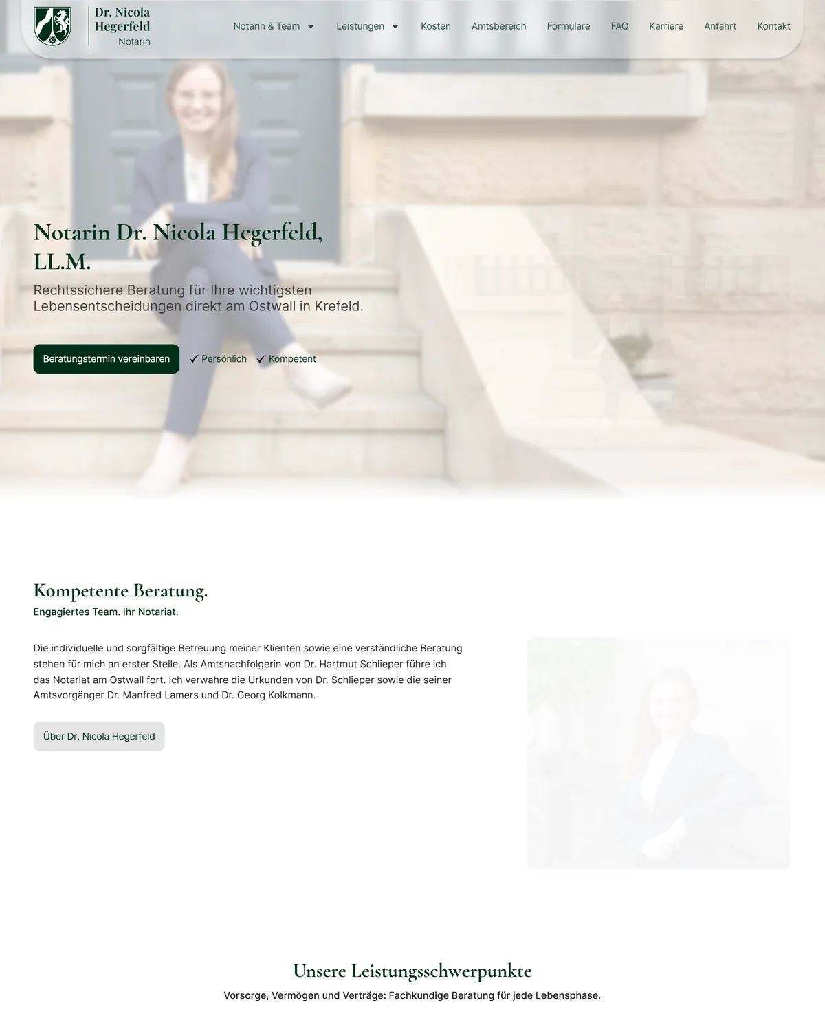 Notarin Dr. Nicola Hegerfeld website home page