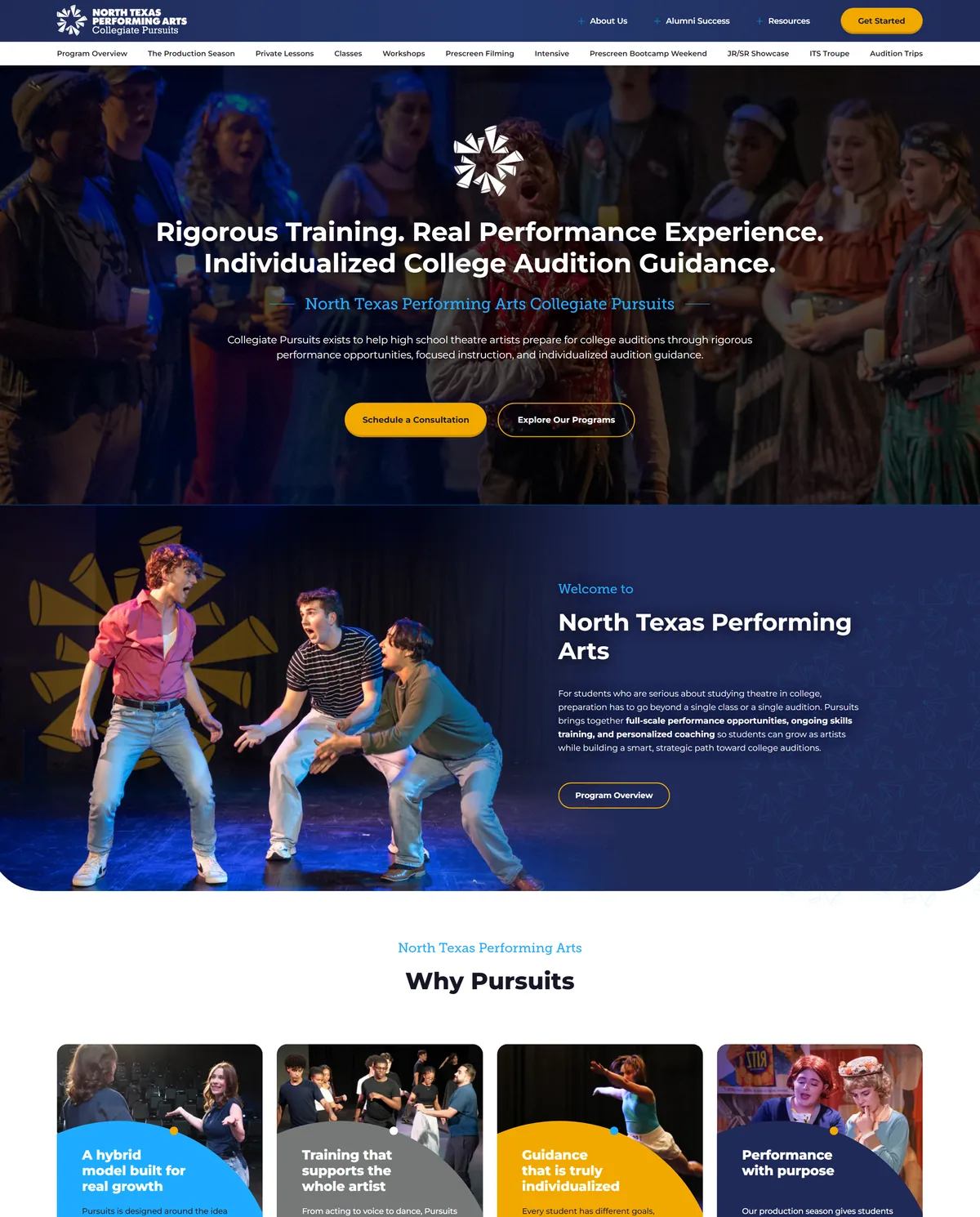 NTPA Collegiate Pursuits website home page