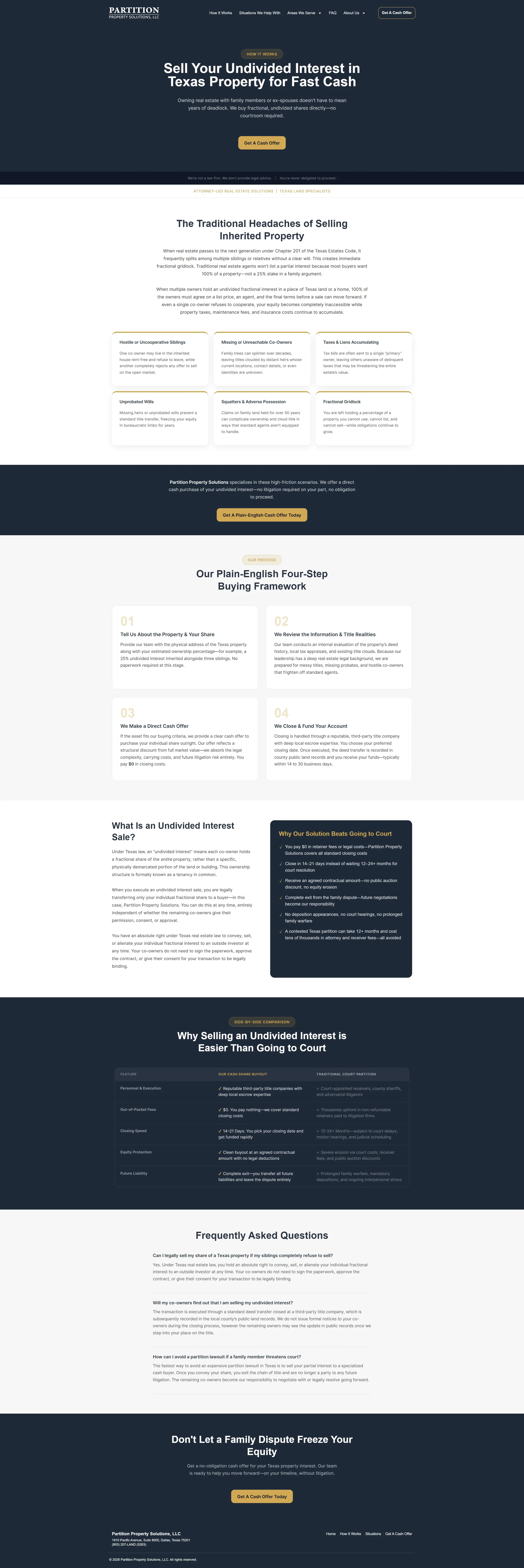 Partition Property Solutions website, How It Works page