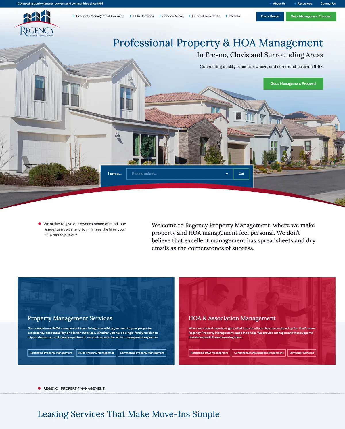 Regency Property Management website home page