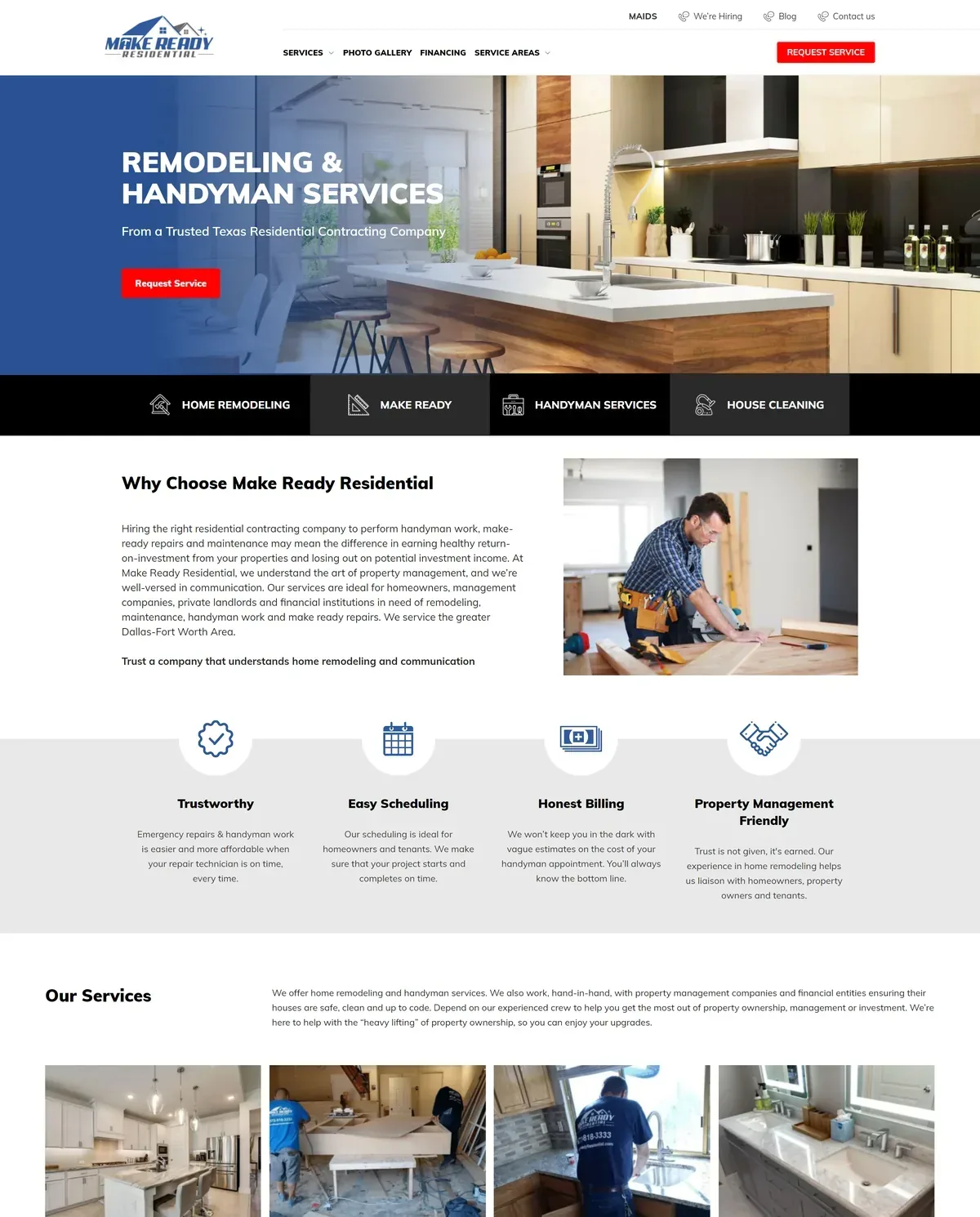 Remodeling, Handyman, Make Ready and House Cleaning Company: Project Filters and Job Application Forms