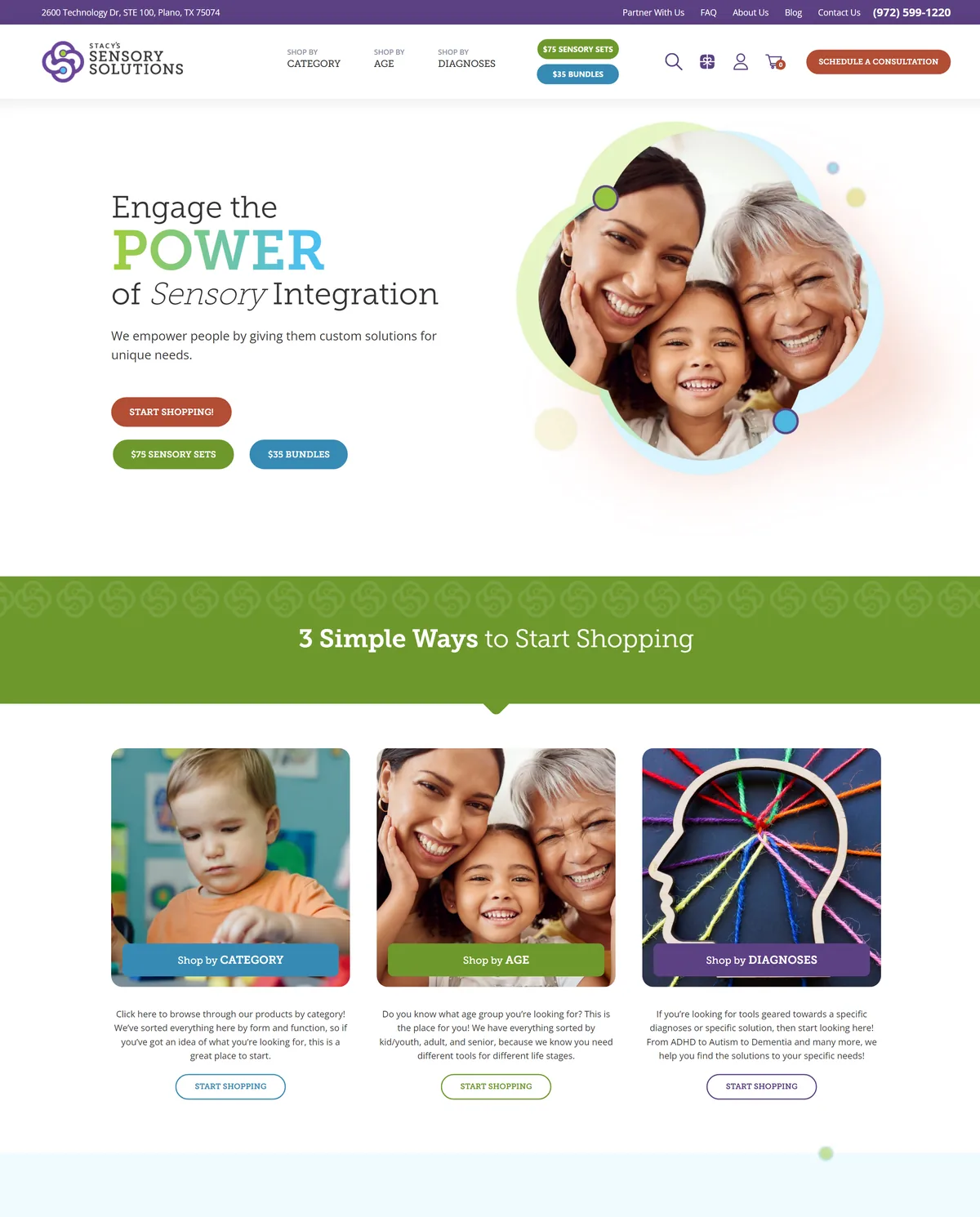 Stacy's Sensory Solutions website home page