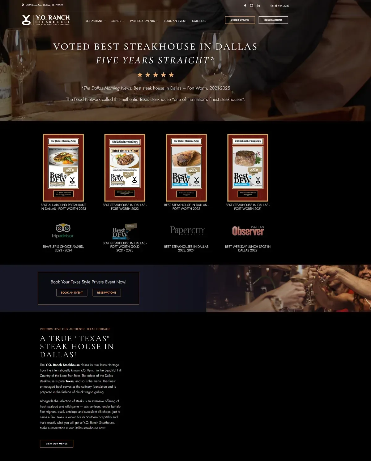 Steakhouse Website: Table Reservations, Private Dining and Menus
