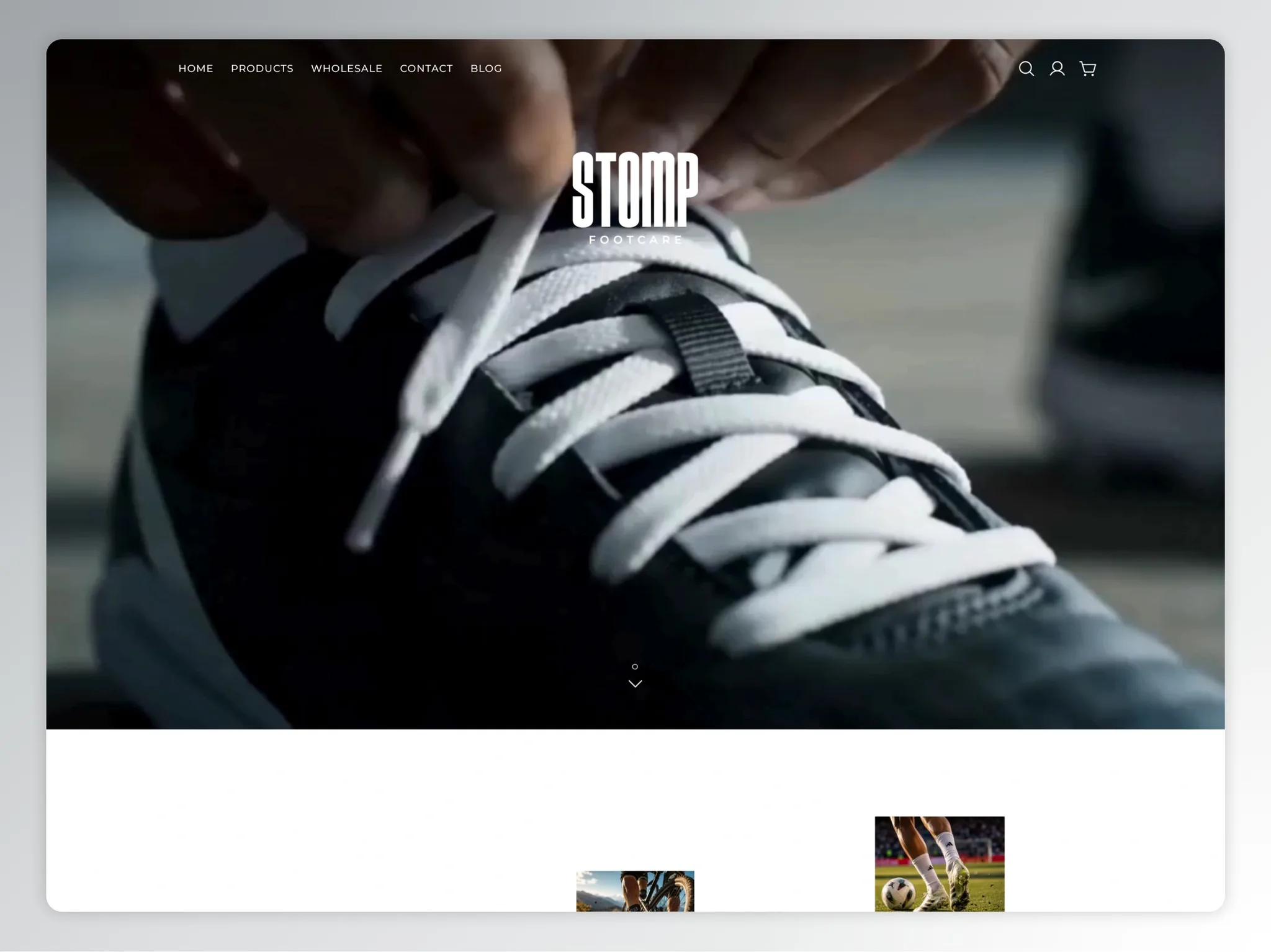 Stomp Footcare website, Logo reveal on scroll