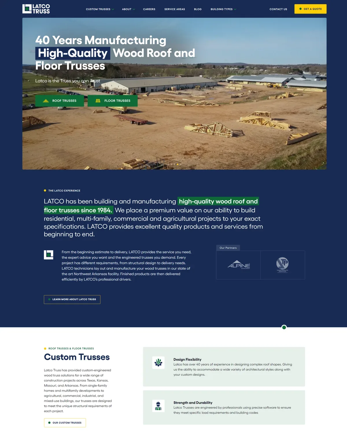 Roof and Floor Truss Manufacturer Website: Six Building Types and a Delivery Area Map