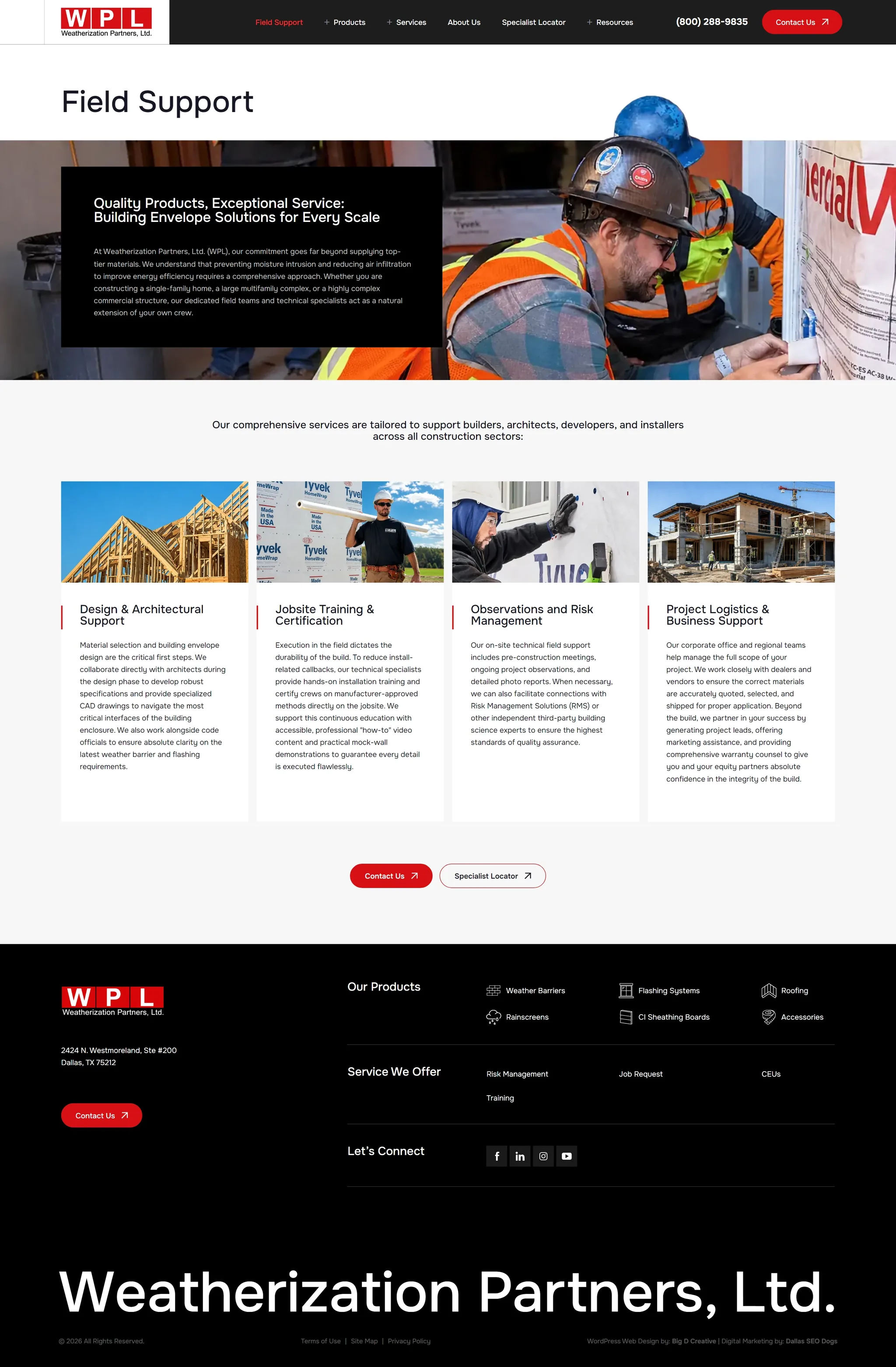 Weatherization Partners website, Field Support page